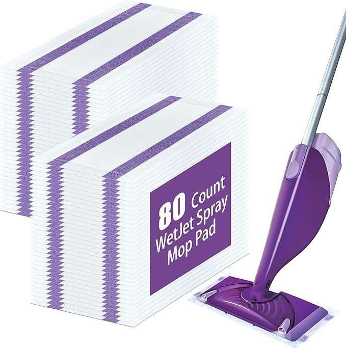 80 Pack Disposable Mop Pad Refills for Swiffer Wet Jet Spray MopDry&ampWet Mopping Pad Compatible with Swiffer Wet Jet and Any Model of Velcro MopMulti Surface WetJet Pad for Floor Cleaning