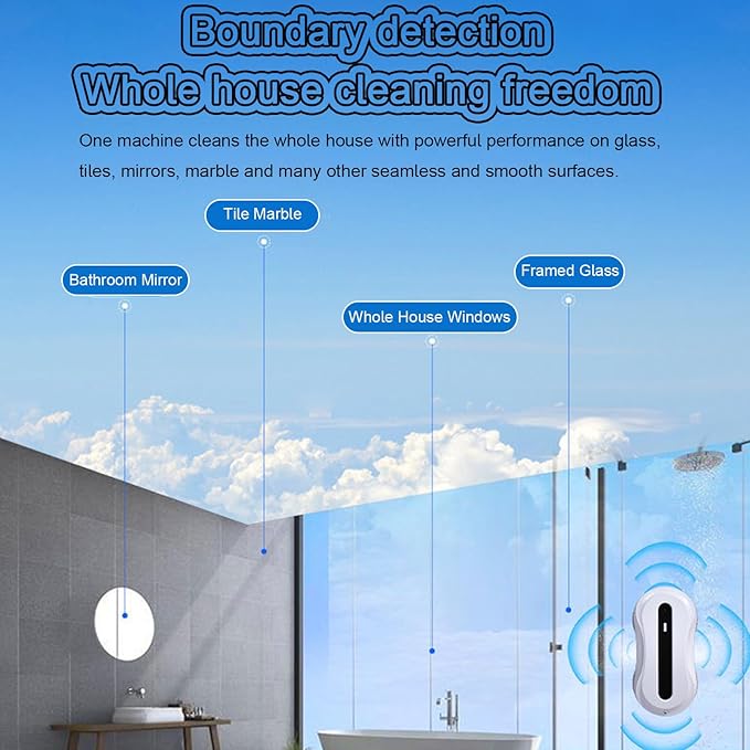 Window Cleaner Robot Automatic Window Cleaning Robot with Water Spray Electric Intelligent Robot Window Cleaner Glass Cleaning with Remote Control 5600Pa SuctionBlack