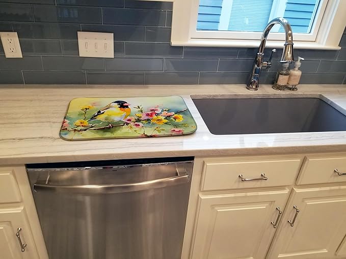 Caroline's Treasures DAC3224DDM Goldfinch Dish Drying Mat Absorbent Dish Drying Mat Pad for Kitchen Counter Dish Drainer Mat for Countertop 14 x 21 Multicolor