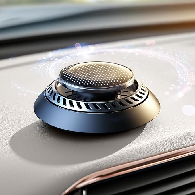 Ceeniu 2025 New UFO Car Air Freshener Solar Powered Auto Rotary Aluminum Alloy Supports DIY perfumes Natural French Fragrance Cologne &amp Mint Ice Scent Two Oils F21 Aroma Diffuser Car Fragr