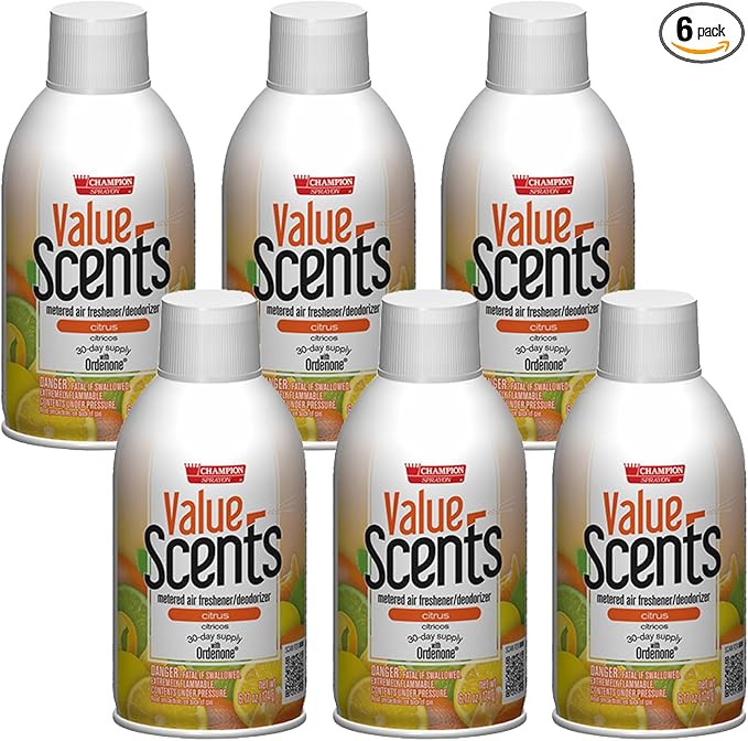 Champion Sprayon ValueScents Metered Air Freshener Refill 7 oz Odor Control Fragrance Citrus (6 Pack)