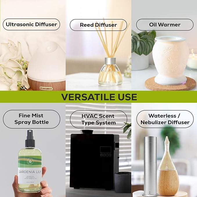 Aroma Country Gardenia Lily Diffuser Oil - Luxury Essential Oils for Diffuser Refill &amp Air Freshener Room Spray - Long-Lasting &amp Natural Home Fragrance Scented Oil for Diffusers (8.5 Fl. oz)
