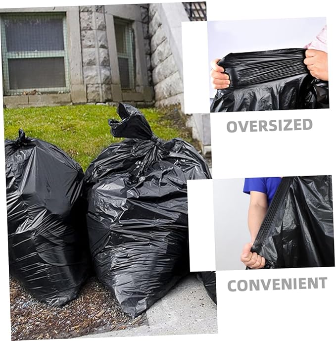 Alipis Heavy Duty Large Trash Bags 50pcs 80x100cm Black Garbage Bags for Commercial Outdoor Gardening Use Suitable for 100l Bins