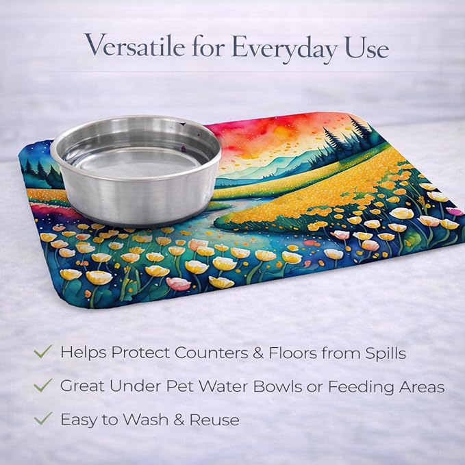 Caroline's Treasures DAC1414DDM Buttercups in Color Dish Drying Mat Absorbent Dish Drying Mat Pad for Kitchen Counter Dish Drainer Mat for Countertop 14 x 21 Multicolor