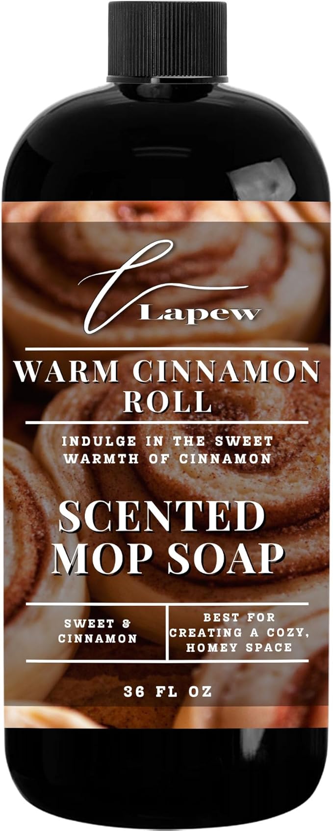 Lapew Warm Cinnamon Roll Scented Mop Soap - Luxury Floor Cleaner Concentrate for Mopping Tile Laminate Vinyl &amp Hardwood | Streak-Free Low-Foam | 36 oz