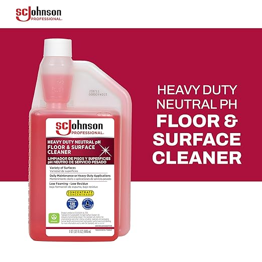 SC Johnson Professional Heavy Duty Neutral pH Floor and Surface Cleaner Floor Cleaner Concentrate 32 fl. oz. Bottle Case of 2 for Professional Use Only