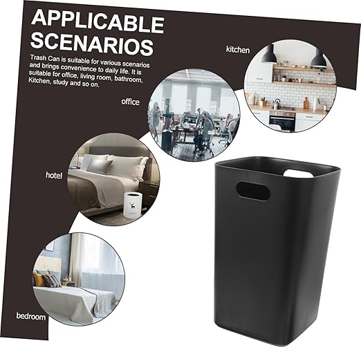 PRETYZOOM Practical Black Kitchen Trash Can Wastebasket for Bathroom Bedroom Office and Living Room Sturdy Design for Everyday Use