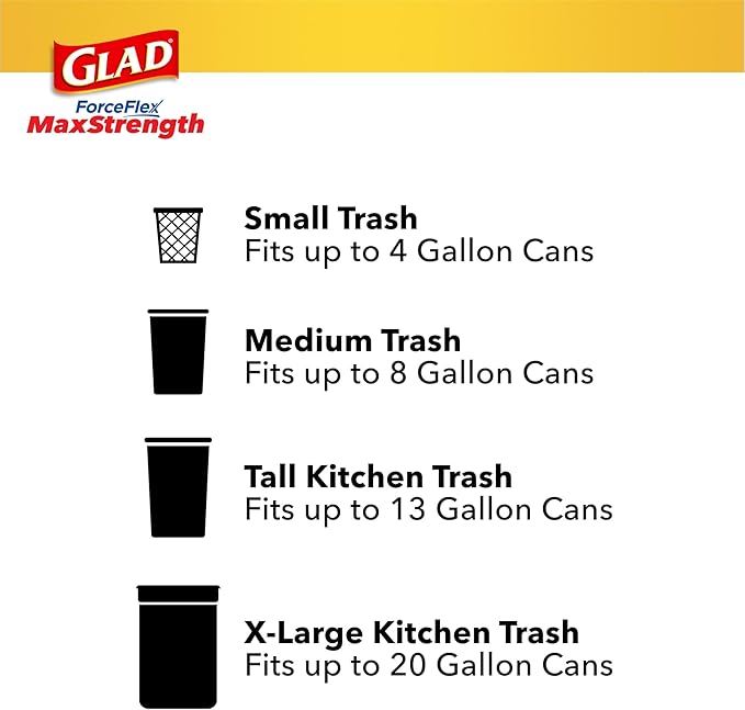 Glad ForceFlex MaxStrength XL Trash Bags 20 Gal Fresh Clean 30 Ct (Package May Vary)