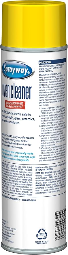 Sprayway Oven Cleaner Aerosol Spray 20oz Pack of 6 | Foaming Action Cuts Through Grease &amp Baked-On Food | No Scraping Works on Warm or Cold Ovens Grills Grates