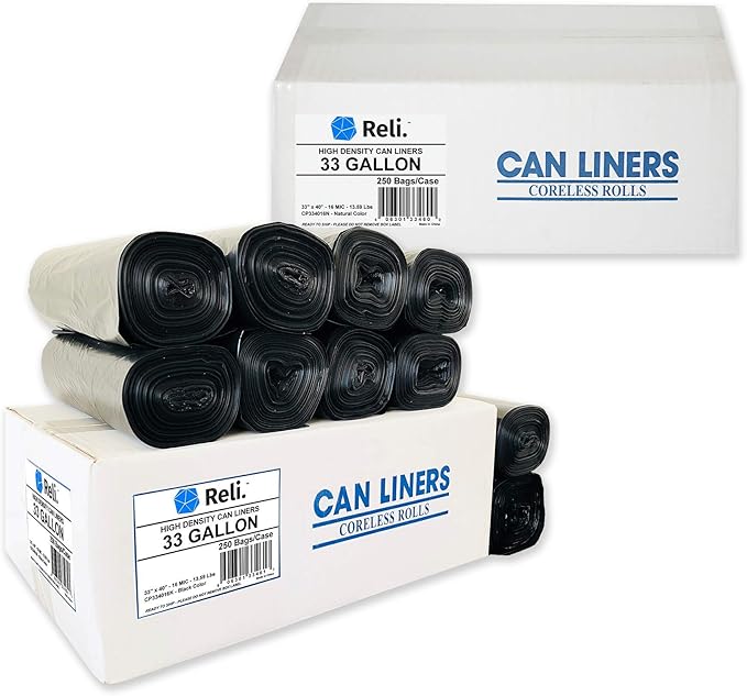 Reli. 33 Gallon Trash Bags (250 Bags) &amp 33 Gallon Trash Bags (250 Bags)