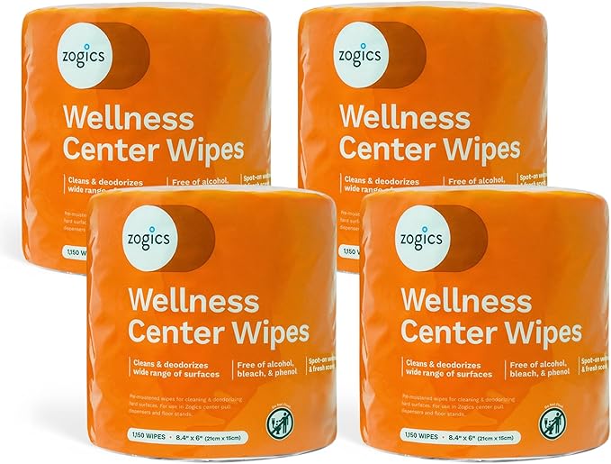 Zogics Wellness Center Cleaning Wipes – Gym Equipment Wipes for Cleaning Surfaces and Equipment Durable and Safe Pre-Saturated (4600 Count 4 Rolls of 1150)