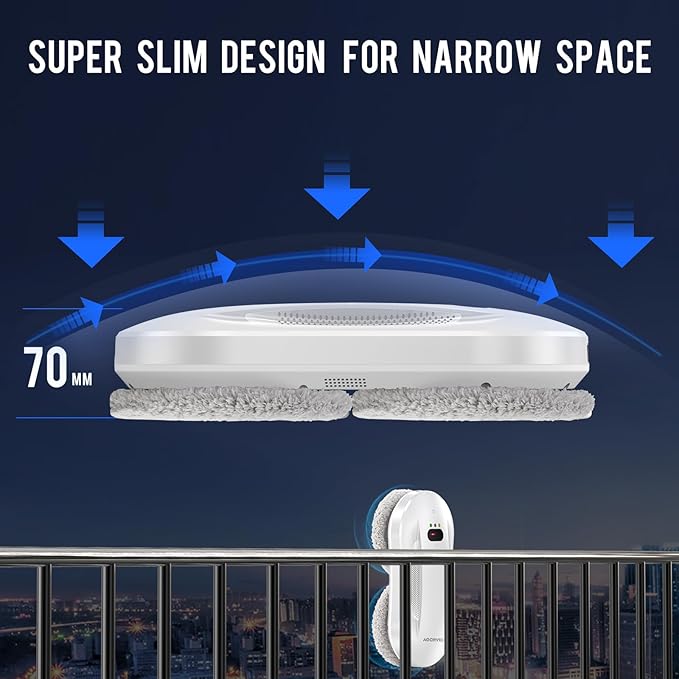 Window Cleaning Robot with Auto Water Spray &amp Smart Navigation Automatic Window Cleaner Robot for Inside/Outside Glass with Triple Safety System Edge Detection and Remote Control