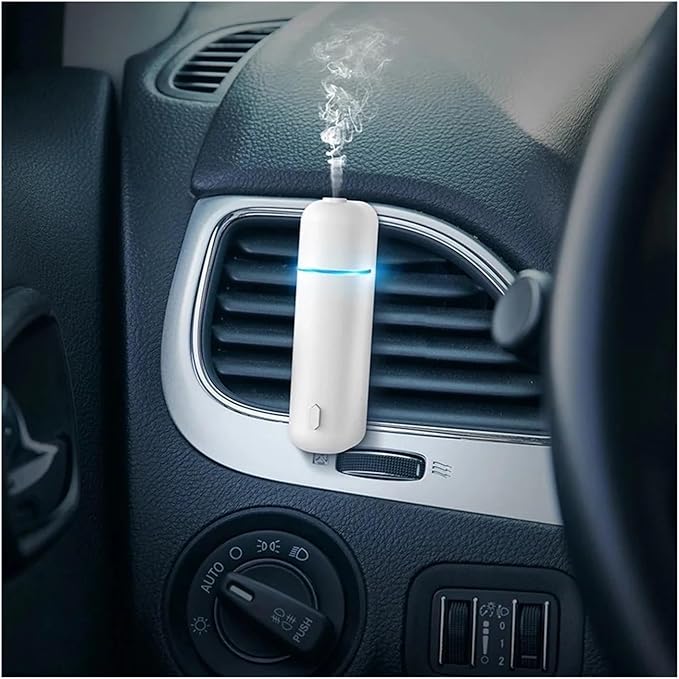 Portable Electric Car Air Freshener Vent Clip - Cordless Aroma Diffuser with 6 Essential Oil Scents(1White 6 perfume)