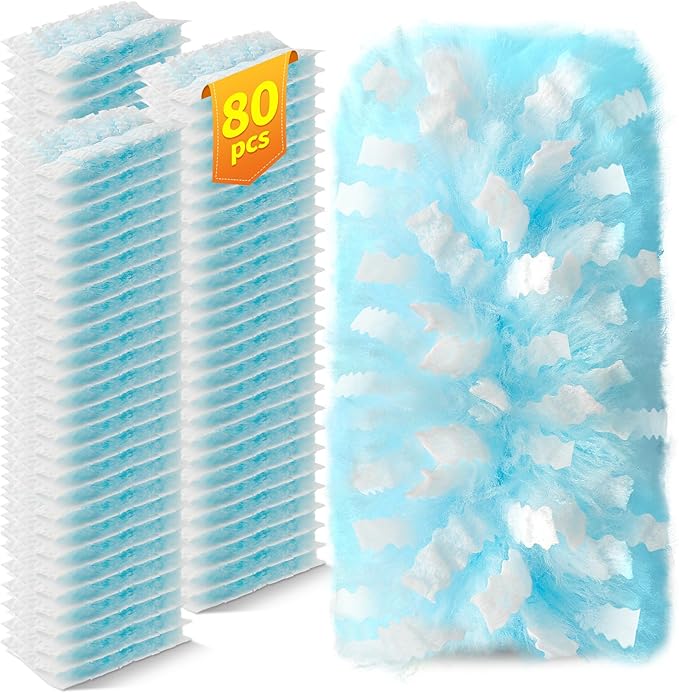 80 Count Duster Refills Compatible with Swiffer Duster 180° Disposable Multi-Surface Microfiber Cleaning Dusters Unscented