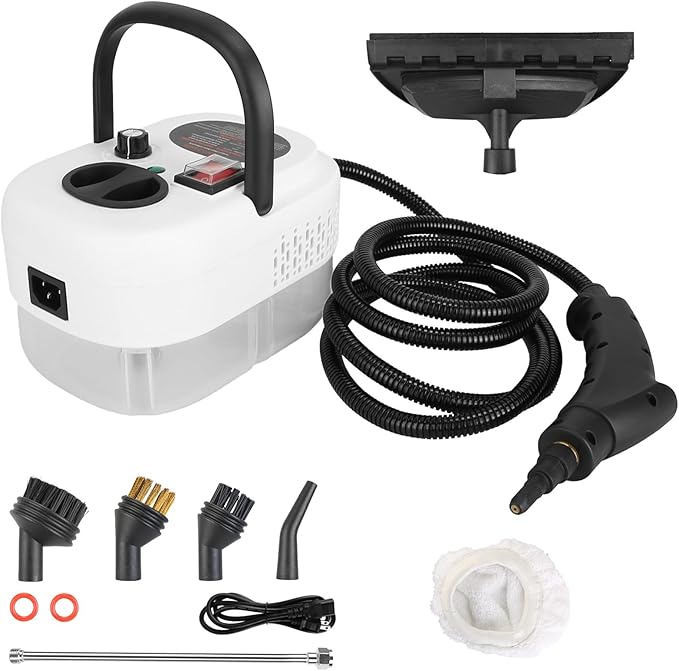 Steam Cleaner 2500W Portable Handheld Steamer for Cleaning with 6-Level Adjustable 15s Heat-Up &amp 1.27 Quarts Tank High Pressure Steam Cleaner for Home Car Grout Tile Dirt Grease Floor