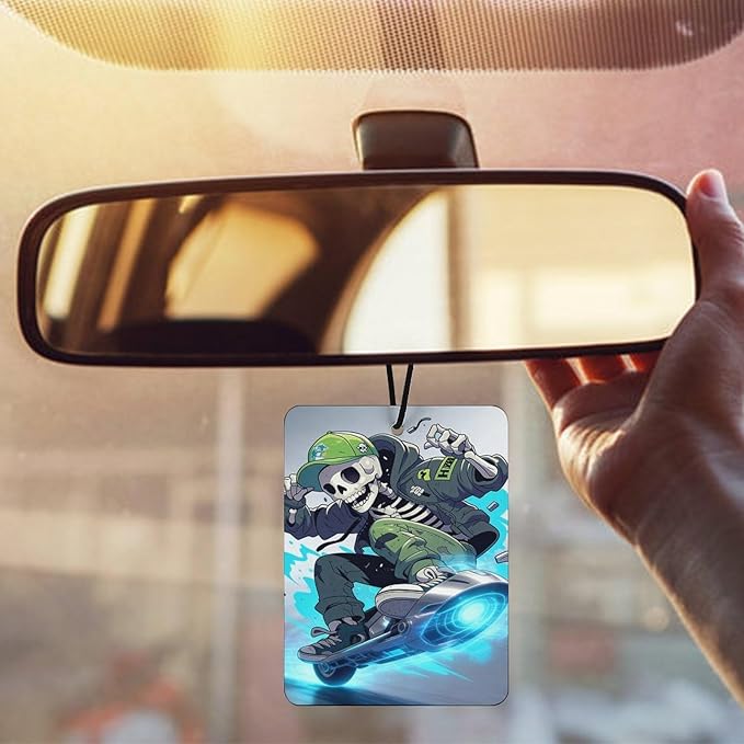 5PCS Car Air Freshener Hanging Personalized Double Sided Skull Skater Car Fresheners Long Lasting New Cars Scents Cute Automotive Freshies for Closets Drawers (tea)