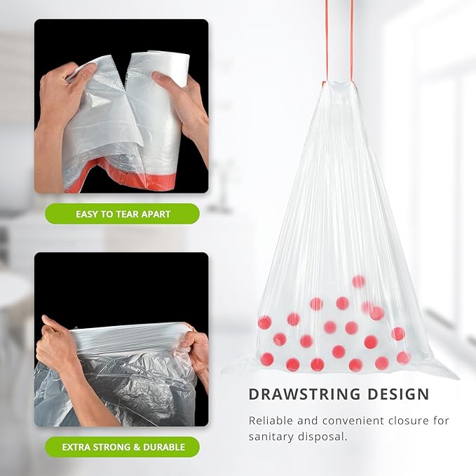 Trash Bags 17-18 Gallon Drawstring Garbage 26x33 inches Heavy Duty Plastic Garbage Bags for Household Kitchen Bedroom Bathroom Living room Office Restaurant Thickened Stretchy (108 Count)