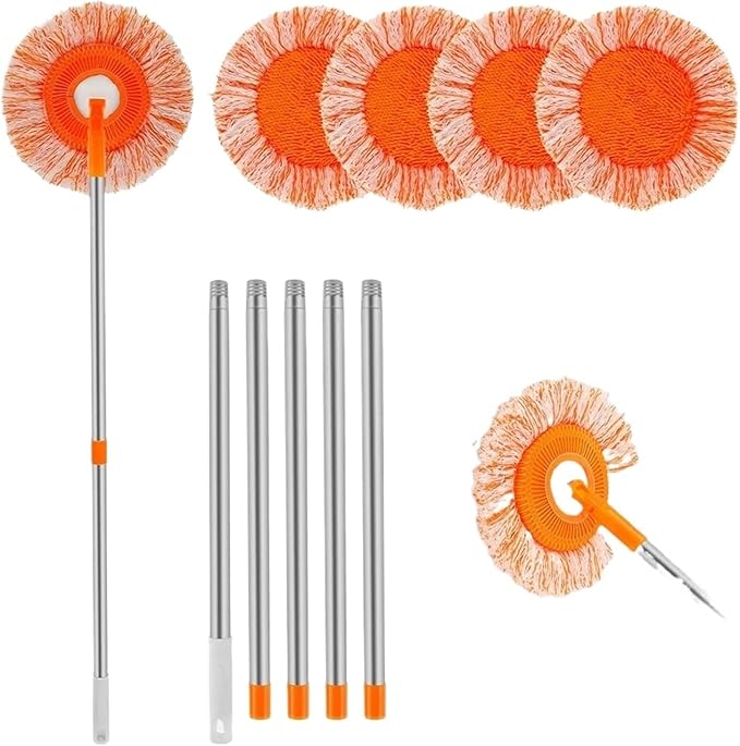 Rotatable Sunflower Household Removable High-Rise Cleaning Supplies Round Mop with Extension Pole for Wall Ceiling