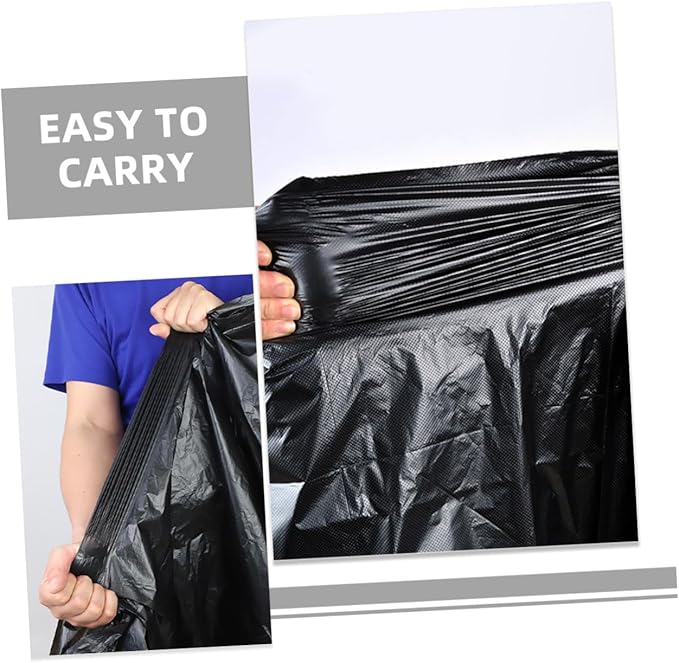 CLISPEED Extra Large Garbage Bags 50pcs 80x100cm Black Heavy Duty Contractor Trash Bags for Outdoor Commercial Gardening Office and Residential Use