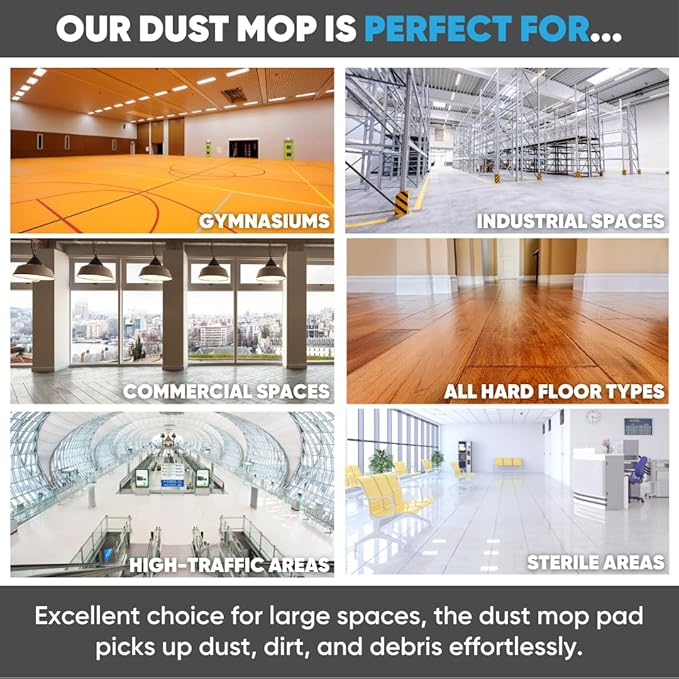 36 Mojave Microfiber Dust Mop System with 2 Dust Pads | Hardwood Tile Laminate Stone Concrete Floors | Ideal for Commercial Use Gyms Schools Warehouse Basketball Courts - Microfiber Wholesale