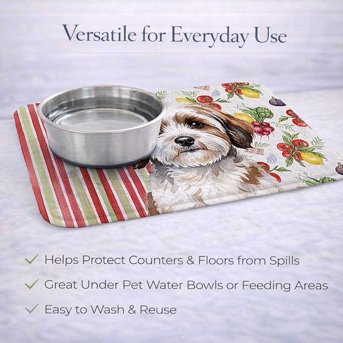 Caroline's Treasures Parti-color Havanese Vegetables Dish Drying Mat Absorbent Dish Drying Mat Pad for Kitchen Counter Dish Drainer Mat for Countertop 14 x 21 Multicolor