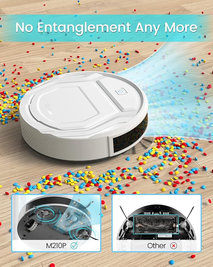 Lefant M210 Pro Robot Vacuum with 2200 Pa Powerful Suction 6 Cleaning Modes 120 Mins Runtime Quiet Self-Charging Voice Control Ideal for Pet Hair and Hard Floor White