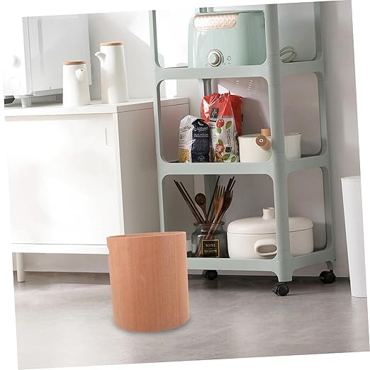Cabilock Japanese Style Wooden Trash Can for Office Desk Minimalist Design Capacity Wastebasket for Home Office Decor