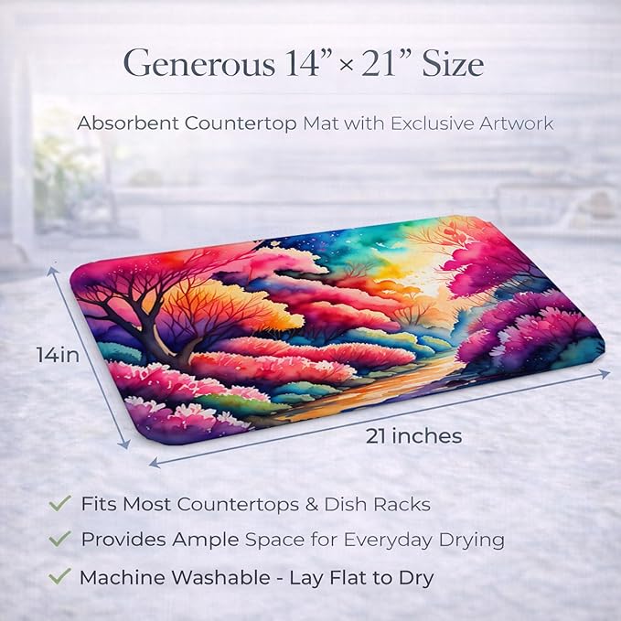 Caroline's Treasures DAC1409DDM Azaleas in Color Dish Drying Mat Absorbent Dish Drying Mat Pad for Kitchen Counter Dish Drainer Mat for Countertop 14 x 21 Multicolor