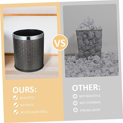Plastic Wastebasket Round Plastic Trash Can for Home Office Bathroom Sturdy Structure Without Lid Versatile Rubbish Bin for Bedroom Kitchen Car Use