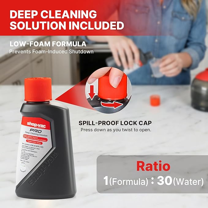 Shop-Vac Portable Carpet Cleaner Machine Upholstery Cleaner with Steam &amp Heating System 3 Modes Deep Stain Removal with Self-Cleaning Tool for Car Furniture Stairs and Fabric Cleaning 543022