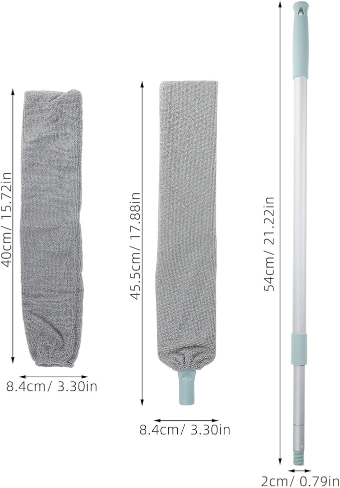 Telescoping Duster Set with Microfiber Cloth Heads Retractable Gap Cleaning Brush for Bed Bottom and Sofa Household Cleaning Tool for Hard-to-Reach Spaces