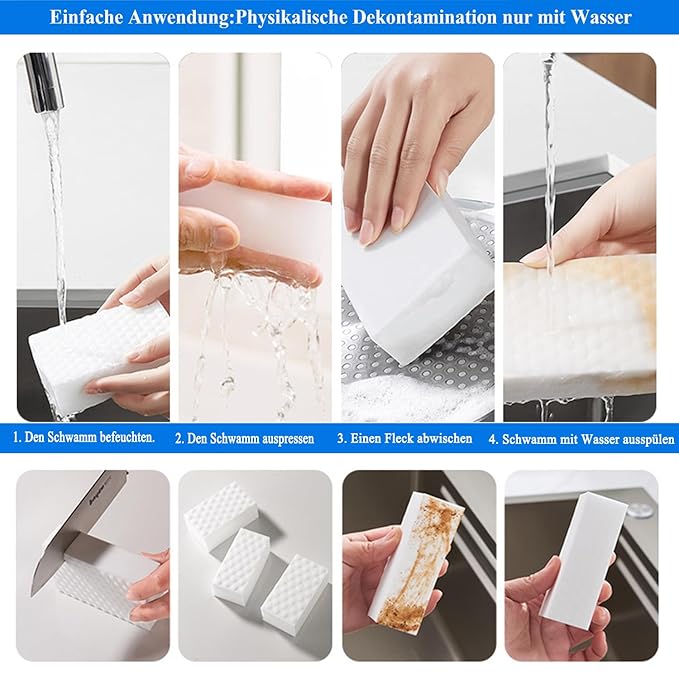 Dirt Eraser Sponge Pack of 50 Eraser Sponge Cleaning Sponge Magic Sponge 2 x Compression Melamine Sponge Wonder Sponge White Cleaning Sponge for Household Kitchen Shoe Sponge