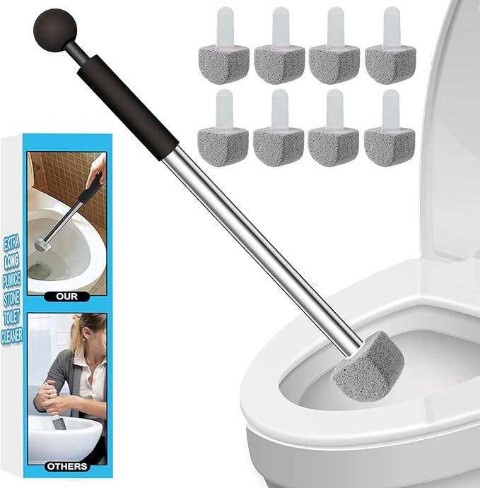 Pumice Stone Toilet Bowl Cleaner with 1Toilet Handle and 7 Cleaning Stone+Extra 10Pack Refills