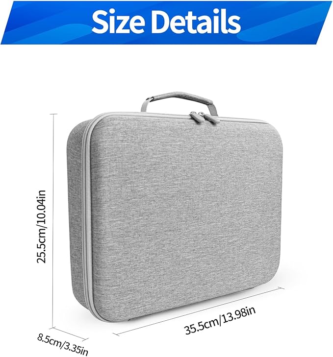 Hard Organizer Bag for Ecovacs mini window cleaning robot Protective Carrying Case(35 * 25.5 * 8.5CM/13.77 * 10 * 3.34inch) (Grey)
