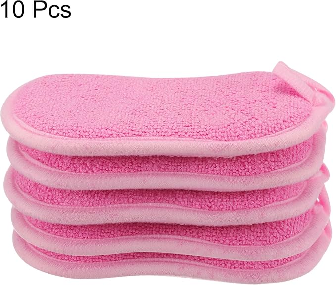 uxcell 10 Pcs Non Scratch Microfiber Kitchen Dish Sponge Scrubbers Pink 16 x 9 cm / 6.3 x 3.5 inch(L x W)