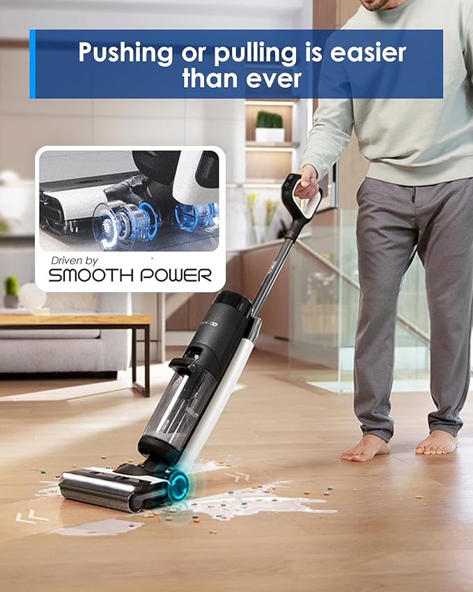 Tineco Floor ONE S7 FlashDry Smart Cordless Wet Dry Vacuum Cleaner Long Runtime Great for Sticky Messes Self-Cleaning 158℉Hot Air FlashDrying Dual-Sided Edge Cleaning Extended Battery Lifespan