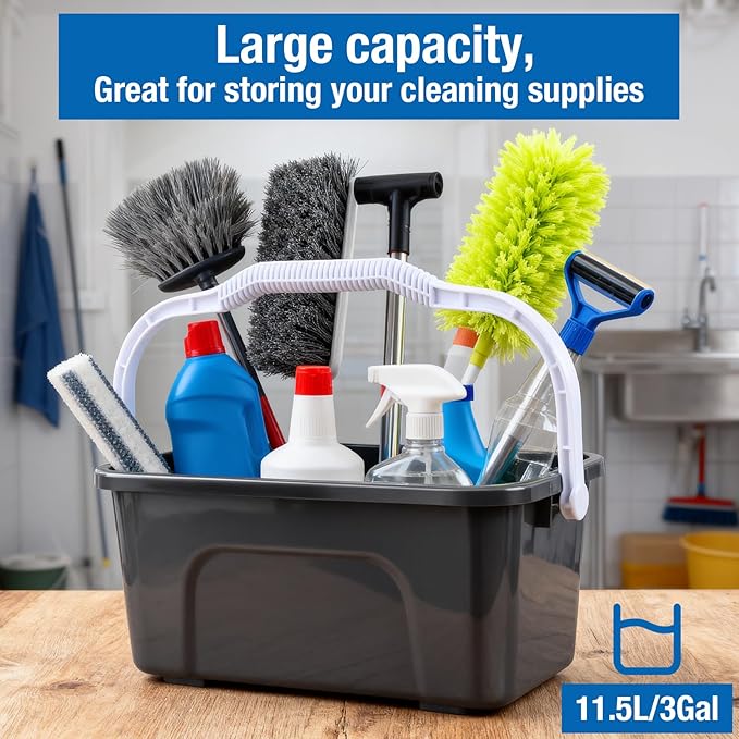 3 Gallon Mop Cleaning Bucket with Handle4 Pcs Compact Square Plastic Bucket for Window CleaningCar Washing Mopping &amp Household Cleaning Supplies Organizer Wash Water Bucket for Storage Blue Gre