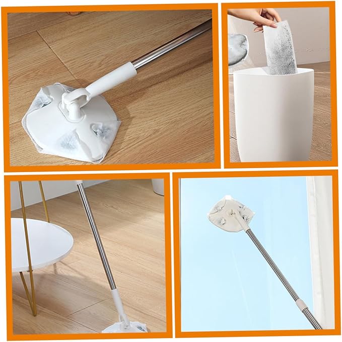 Handheld Dust Mop with Retractable Handle Triangular Shape Microfiber Household Cleaning Mop for Dust Removal for Home Floor Cleaning