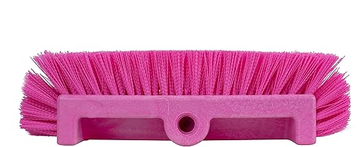 SPARTA 40422EC26 Floor Scrub Brush Head Multi-Level Dual Surface Plastic Block with Side Bristles Crimped Polyester Threaded Handle Hole Ideal for Wide and Tight Spaces BPA Free 12 Inches Pink