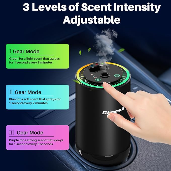 Smart Car Air Freshener Diffuser with Starry Sky Projection and 50ml Perfume Auto On/Off Intelligent 3 Adjustable Spray Modes Rechargeable Car Aroma Diffuser Cologne
