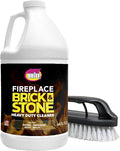 Quick 'n Brite Fireplace Brick and Stone Cleaner 64oz - Natural Stone Tile and Marble Cleaner with Scrub Brush - Indoor Fireplace and Wood Stove Cleaning Kit - Pellet Stove Creosote Remover