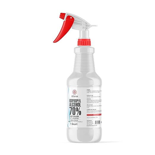 Isopropyl Alcohol (IPA) 70% - USP Medical Grade - 32 FL Oz Quart Spray Bottle - High Purity Rubbing Alcohol 70 Percent - Alliance Chemical - Made in America
