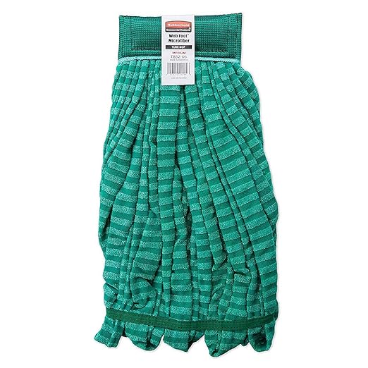 Rubbermaid Commercial Products Web Foot® Medium 20 Ounce Microfiber Tube Wet Mop 5 Headband Green for General Purpose Floor Cleaning Abrasive Cleaning and Heady-Duty Scrubbing