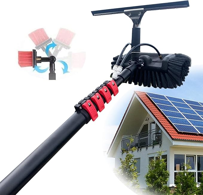 Extendable Solar Panel Washing EquipmentWindow Cleaning Kit with SqueegeeTelescopic Window Cleaner Conservatory roof Cleaner/Water Fed Extendable BrushTelescopic Cleaning Brush(18FT/5.4M)
