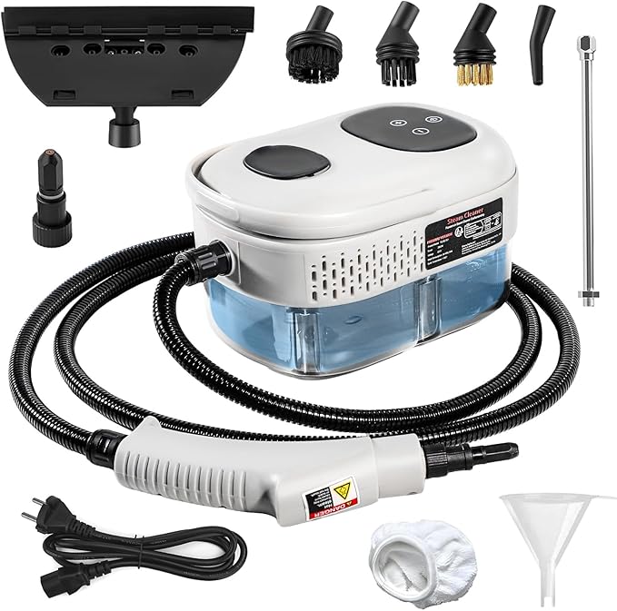 Handheld Steam Cleaner 1000ml Water Tank 15S Heat-up Time Multipurpose Steamer for Home Use Pressurized Steamer for Cleaning Floor Upholstery Grout and Car White