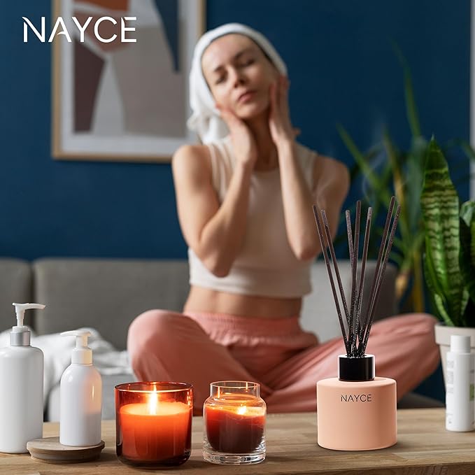 Nayce Luxury Reed Diffuser - Chianti Oud Orchard - Aromatherapy Essential Oil Diffuser Sticks - Hand-Poured in USA - Reed Diffusers for Home Bathroom Bedroom Office Decor Housewarming Gifts