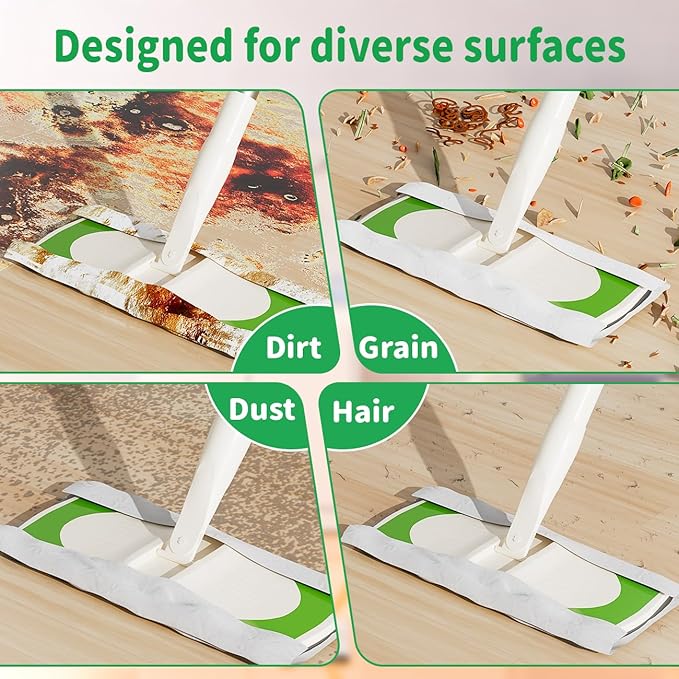 Sweeper 2-in-1 Dry + Wet Cleaning ToolProfessional Floor Mopping and Sweeping Kit Includes 1 Sweeper40 Dry Sweeping Cloths6 Wet Mopping Cloths