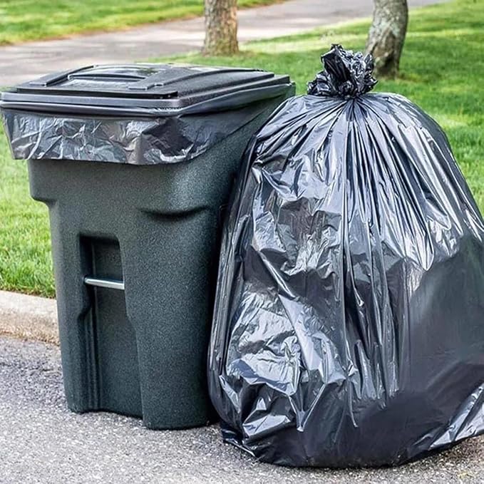 55-60 Gallon Trash Bags 50 Count Bulk Black Heavy Duty Garbage bags Multi-purpose Trash Can Bin Liners for home Commercial Outdoor Construction Industrial Lawn Leaf