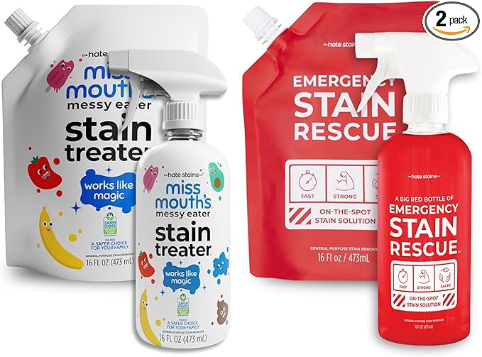 Miss Mouth's Messy Eater Stain Treater and Emergency Stain Rescue 16oz Bottle and Refill Bundle