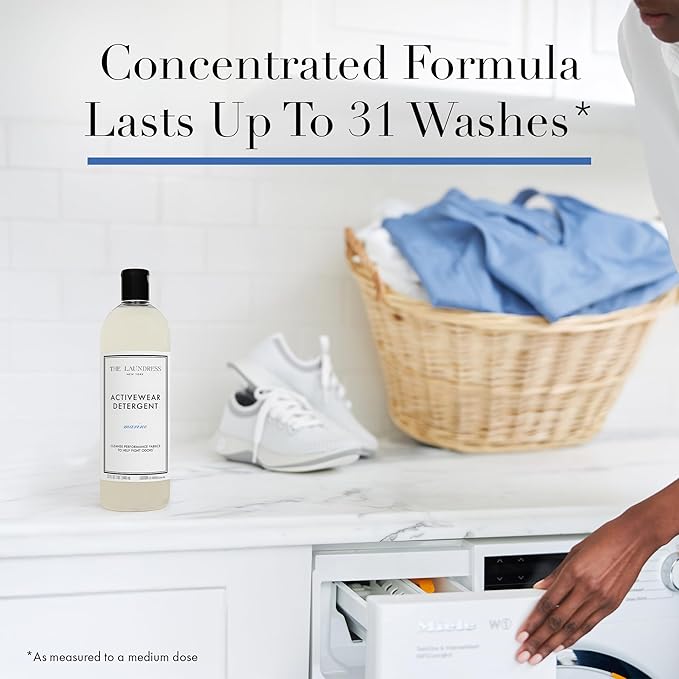 The Laundress Activewear Laundry Detergent 32 Oz Marine Fragrance 4-in-1 Enzyme Blend for Workout Performance Fabrics Fights Sweat Odors &amp Stains USDA Certified Biobased Product (90%)